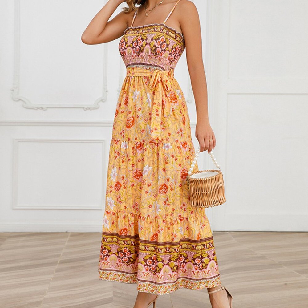 Sleeveless suspender dress solid color hollow lace patchwork square neck